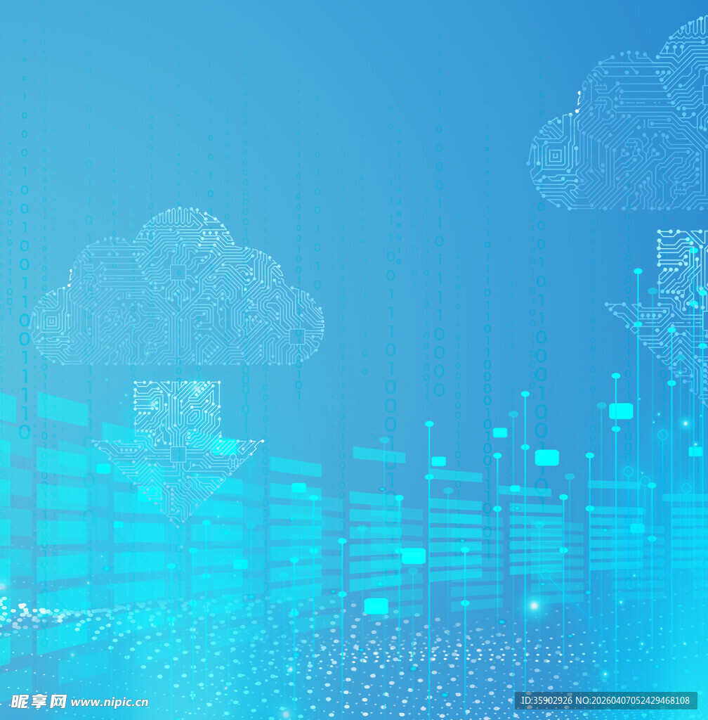 科技感城市与云端背景图