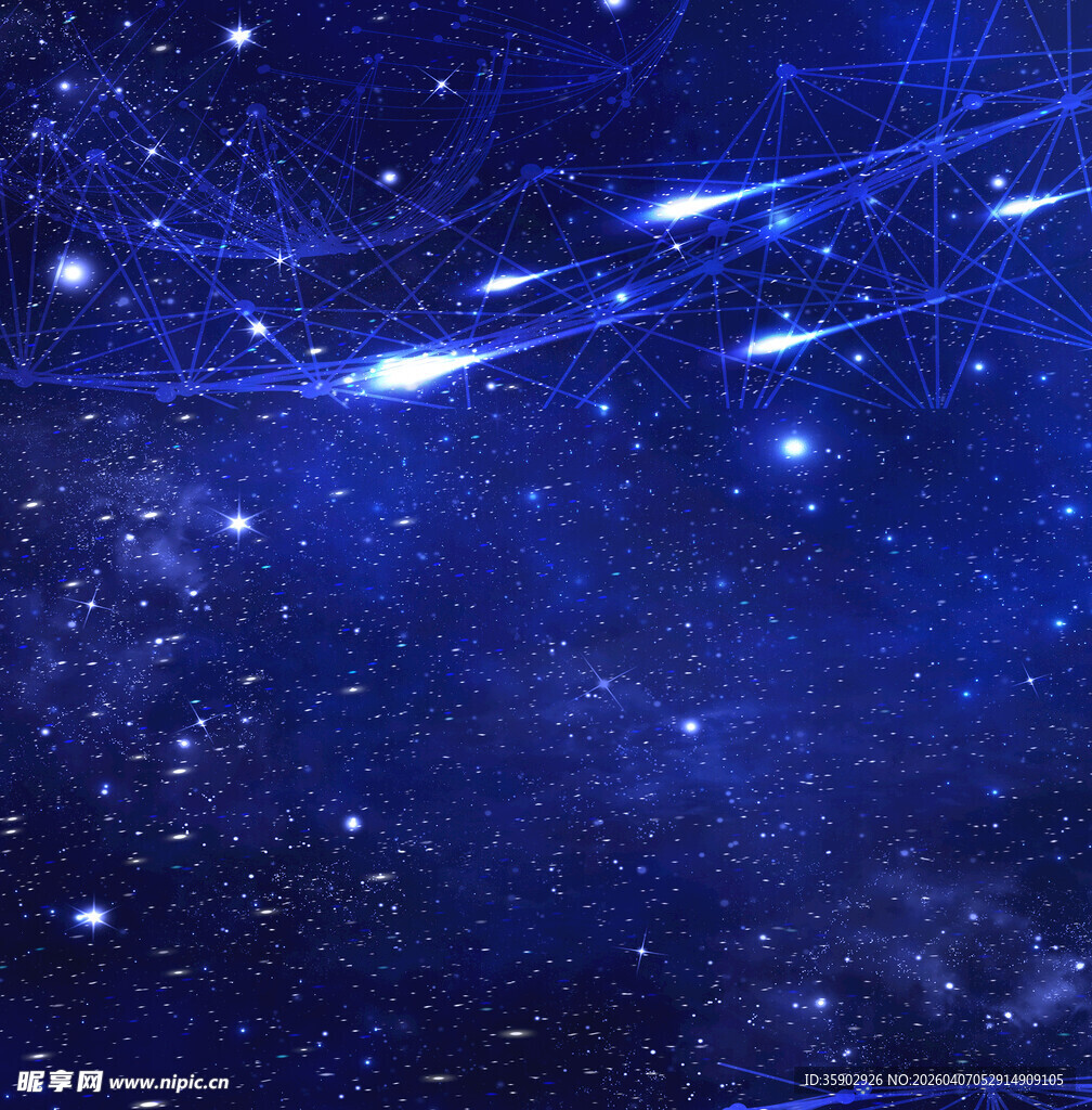 梦幻星空闪烁蓝色光芒