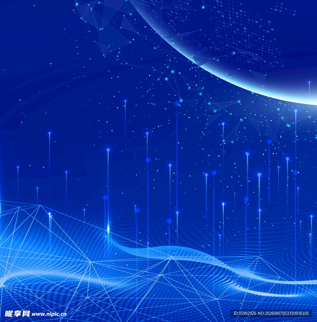 梦幻蓝色科技感线条背景