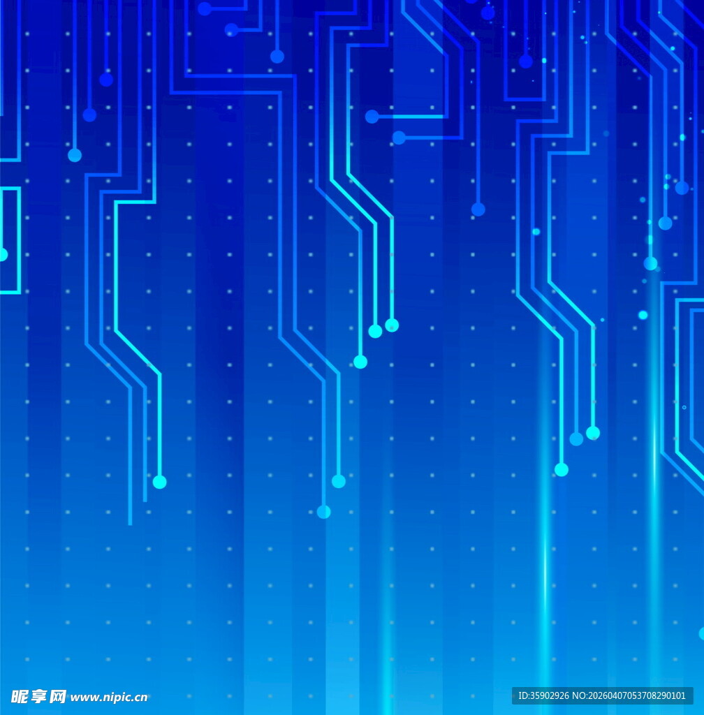 蓝色科技感电路板背景图