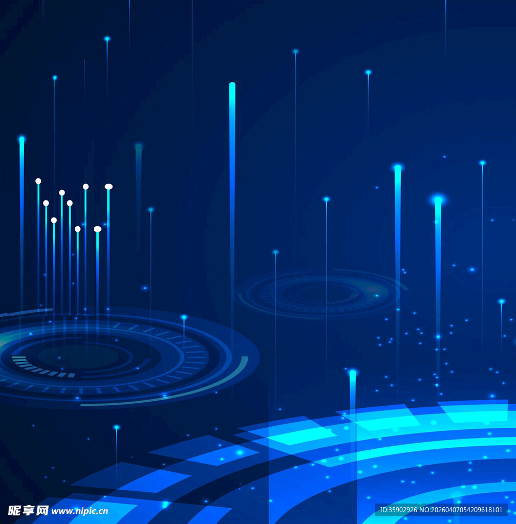 科技感蓝色数据光柱背景图