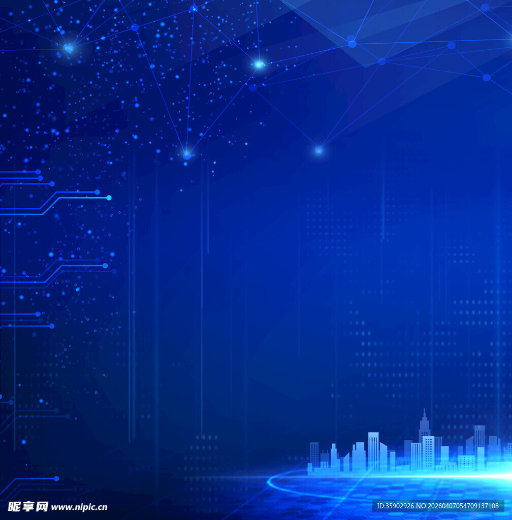 梦幻蓝色科技城市夜景