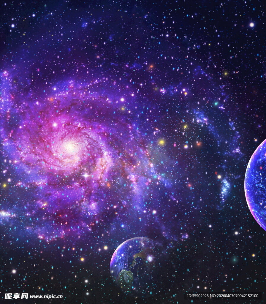 梦幻星系与星球景观