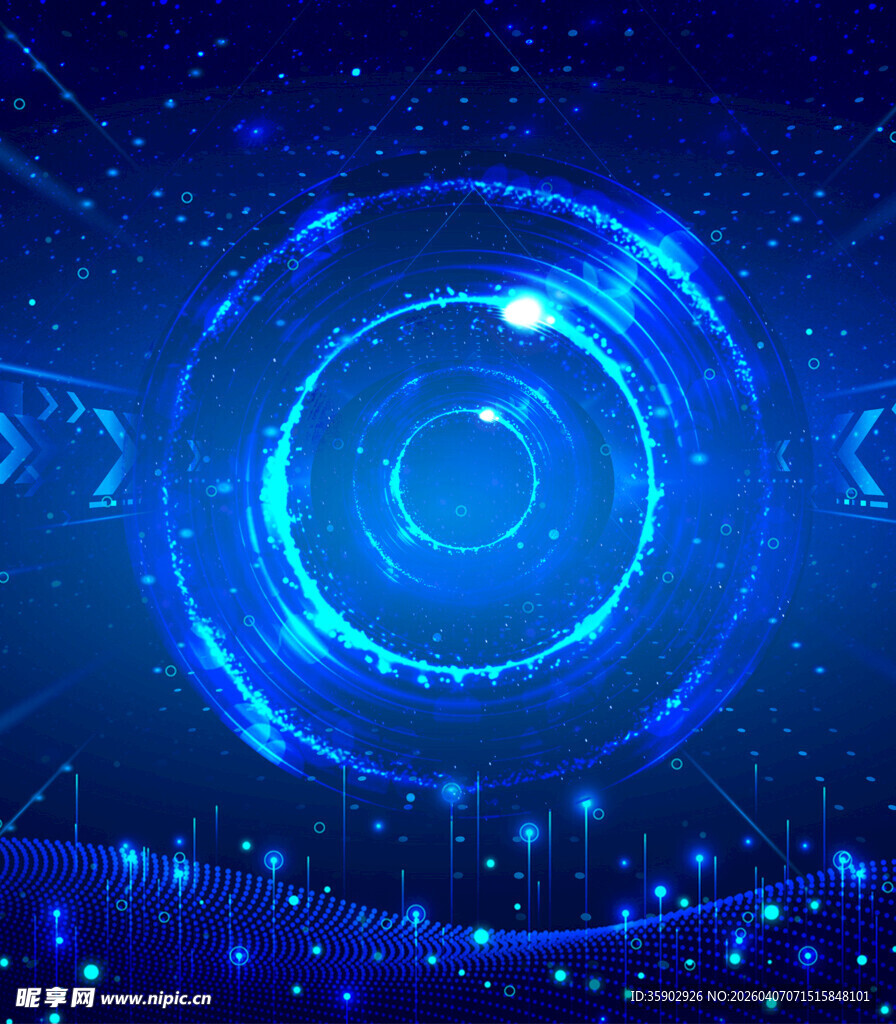 科技感蓝色环形光效背景