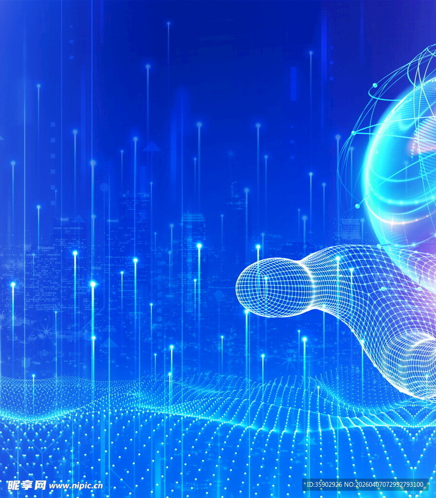科技感虚拟数字手背景图