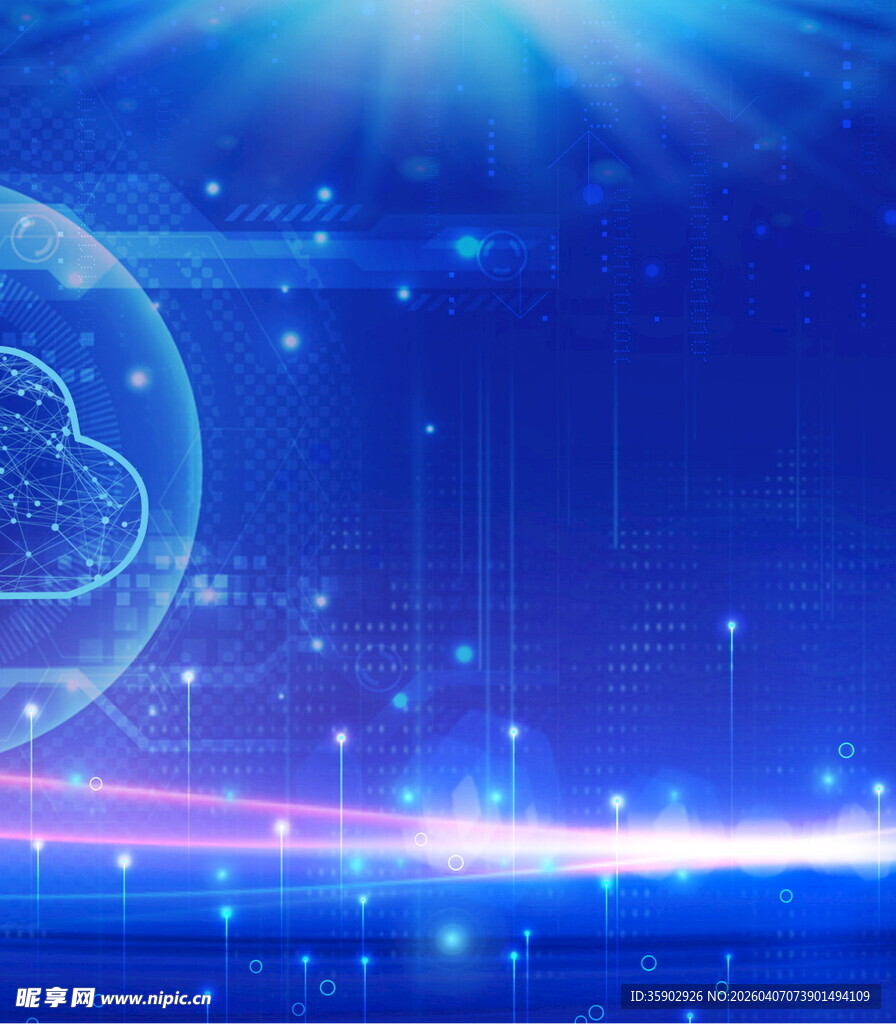 科技感蓝色云端数字背景