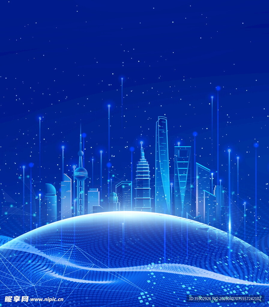 科技感城市与流动线条景观