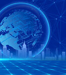 科技感地球与城市景观