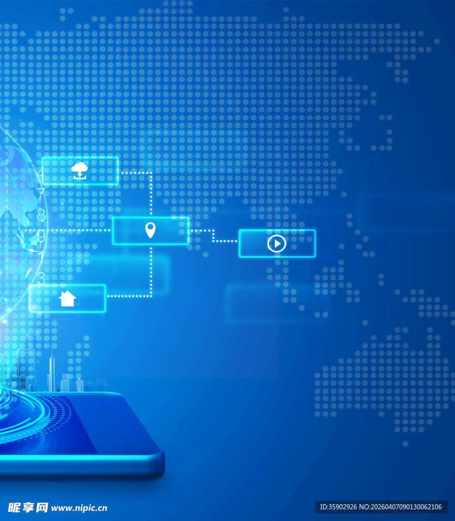 科技感手机与全球网络连接