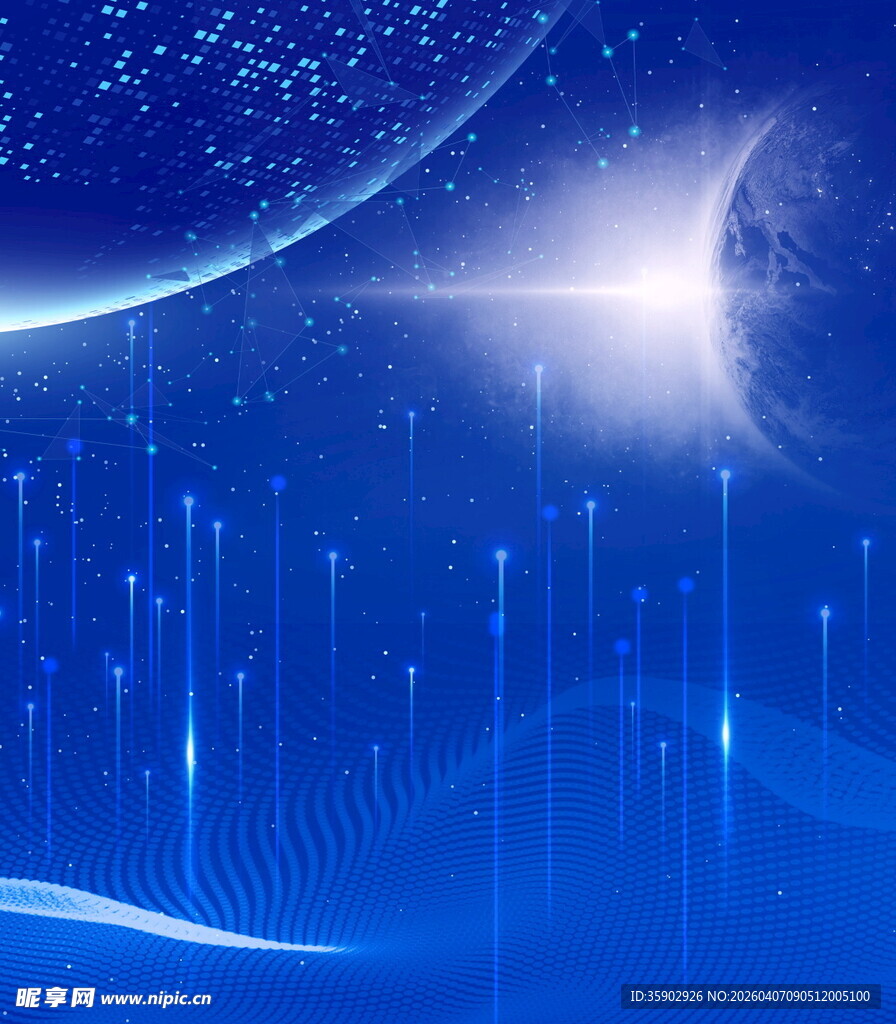 梦幻蓝色科技宇宙背景图