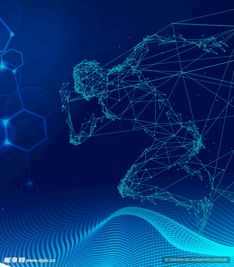 科技感运动人物线条图像