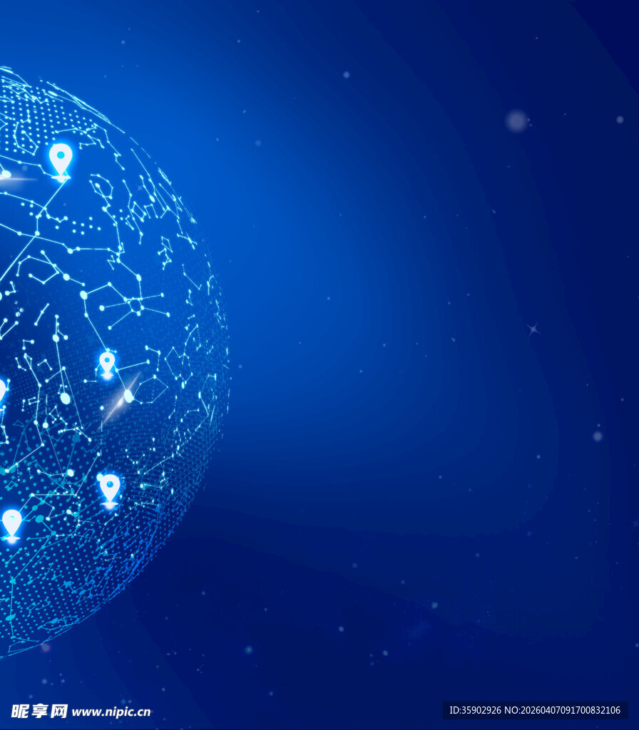 蓝色科技感球体网络图像