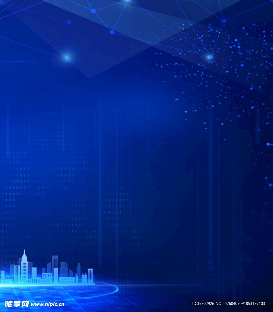 梦幻蓝色科技城市夜景