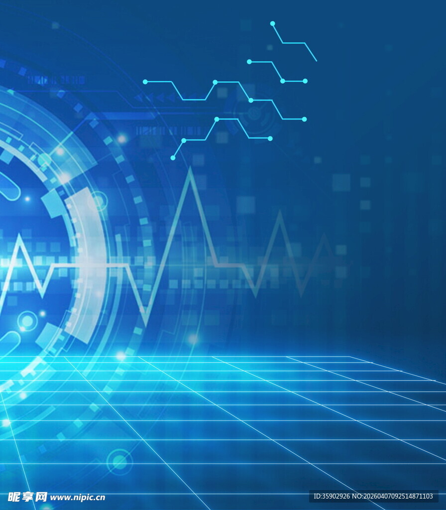 科技感蓝色数据波动背景图