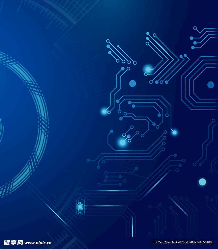 科技感蓝色电路背景图