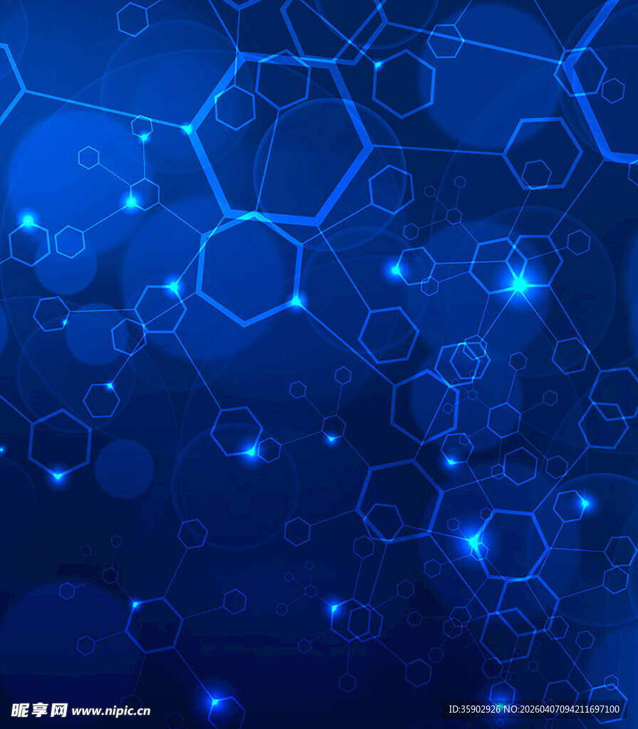 蓝色科技感六边形背景图案