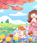 春日野餐的温馨美好时刻