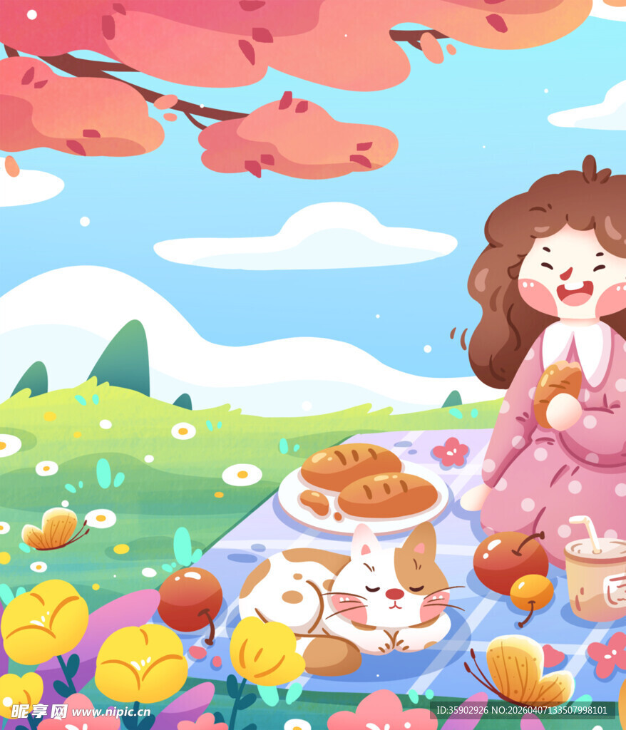 春日野餐的温馨美好时刻