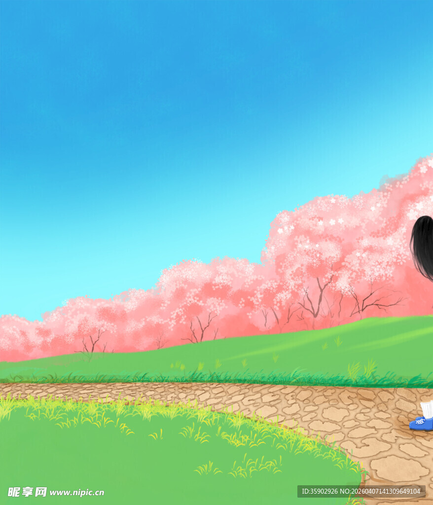 春日烂漫樱花小道风景