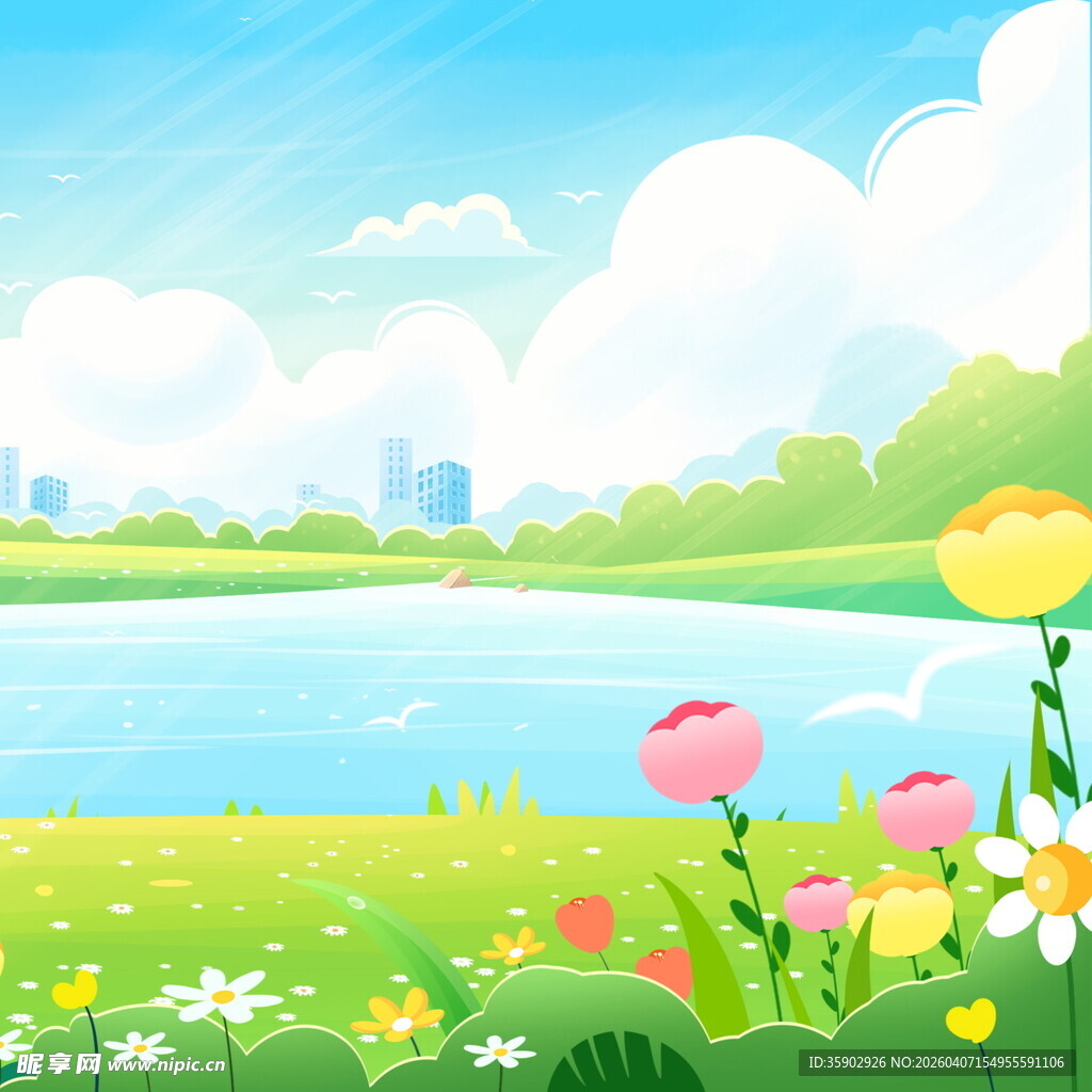 春日湖畔花草美景