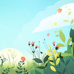 春日花草风景插画