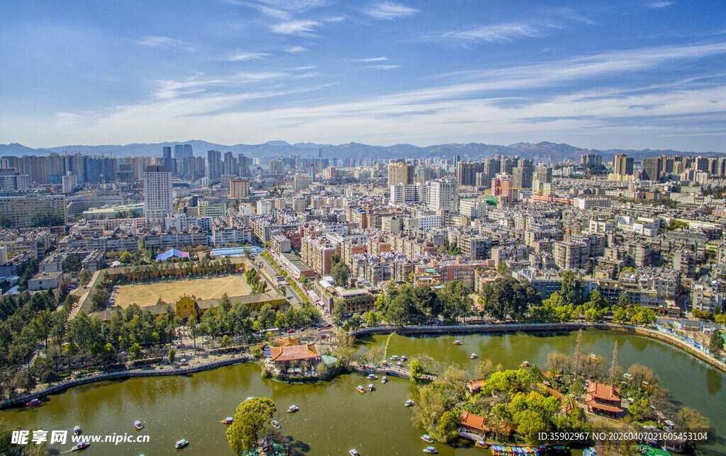 昆明翠湖公园及城市航拍
