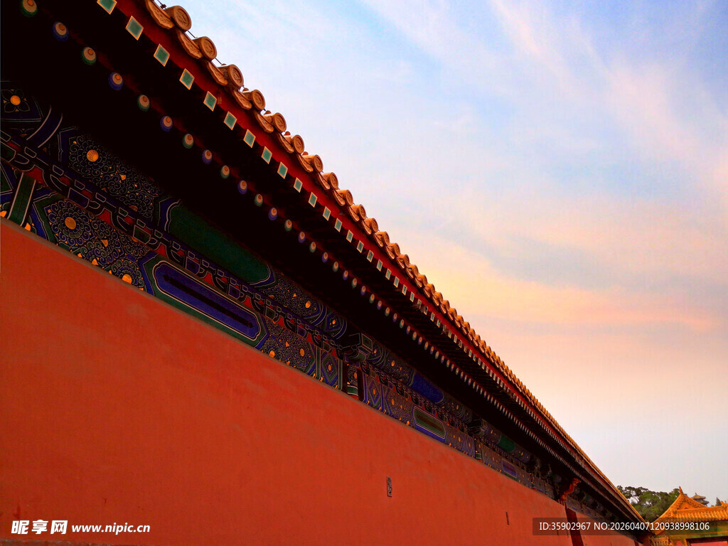 故宫红墙日暮美景