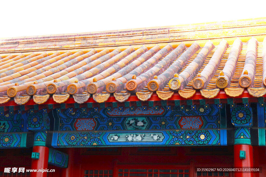 中式古建筑屋顶局部特写