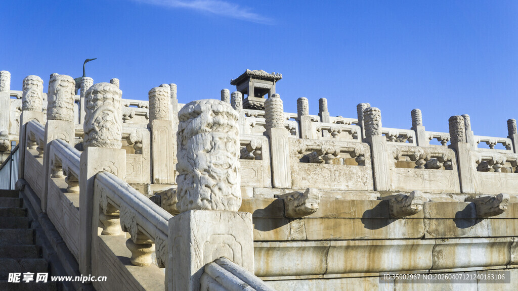 故宫汉白玉栏杆古建筑景观