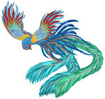 彩色凤凰展翅飞翔图