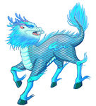 蓝色麒麟插画形象