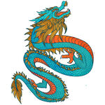 彩色传统风格盘旋龙图案