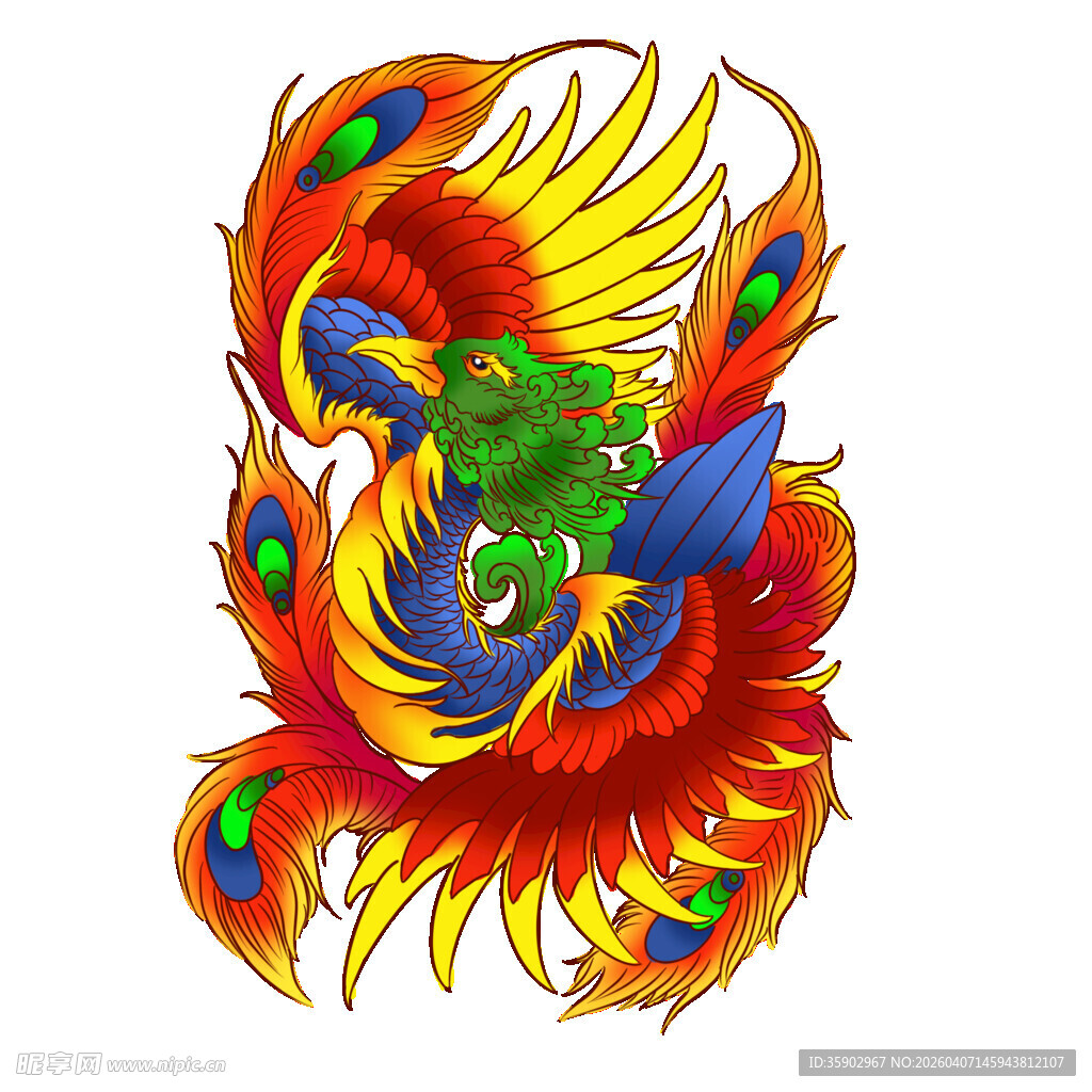 彩色凤凰图案设计