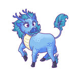 蓝色萌系麒麟形象