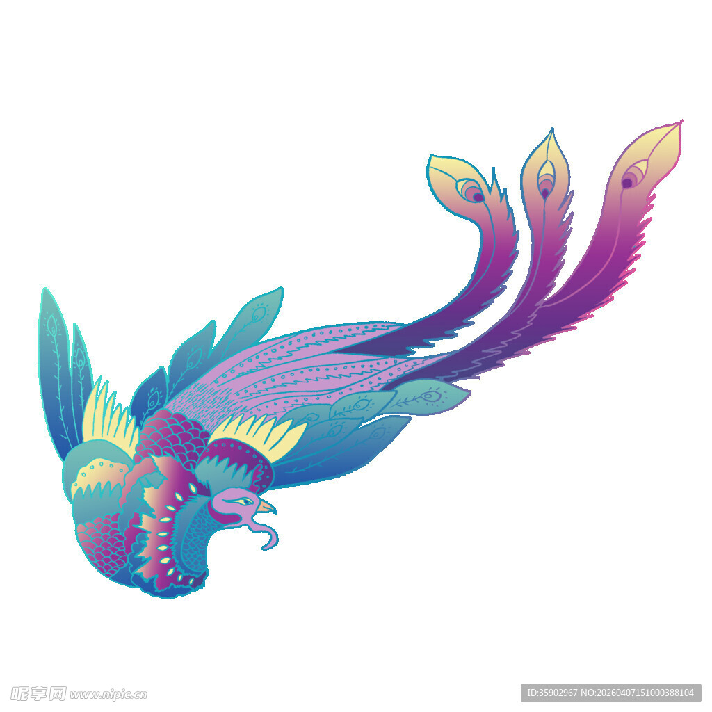 彩色奇幻飞鸟图案设计