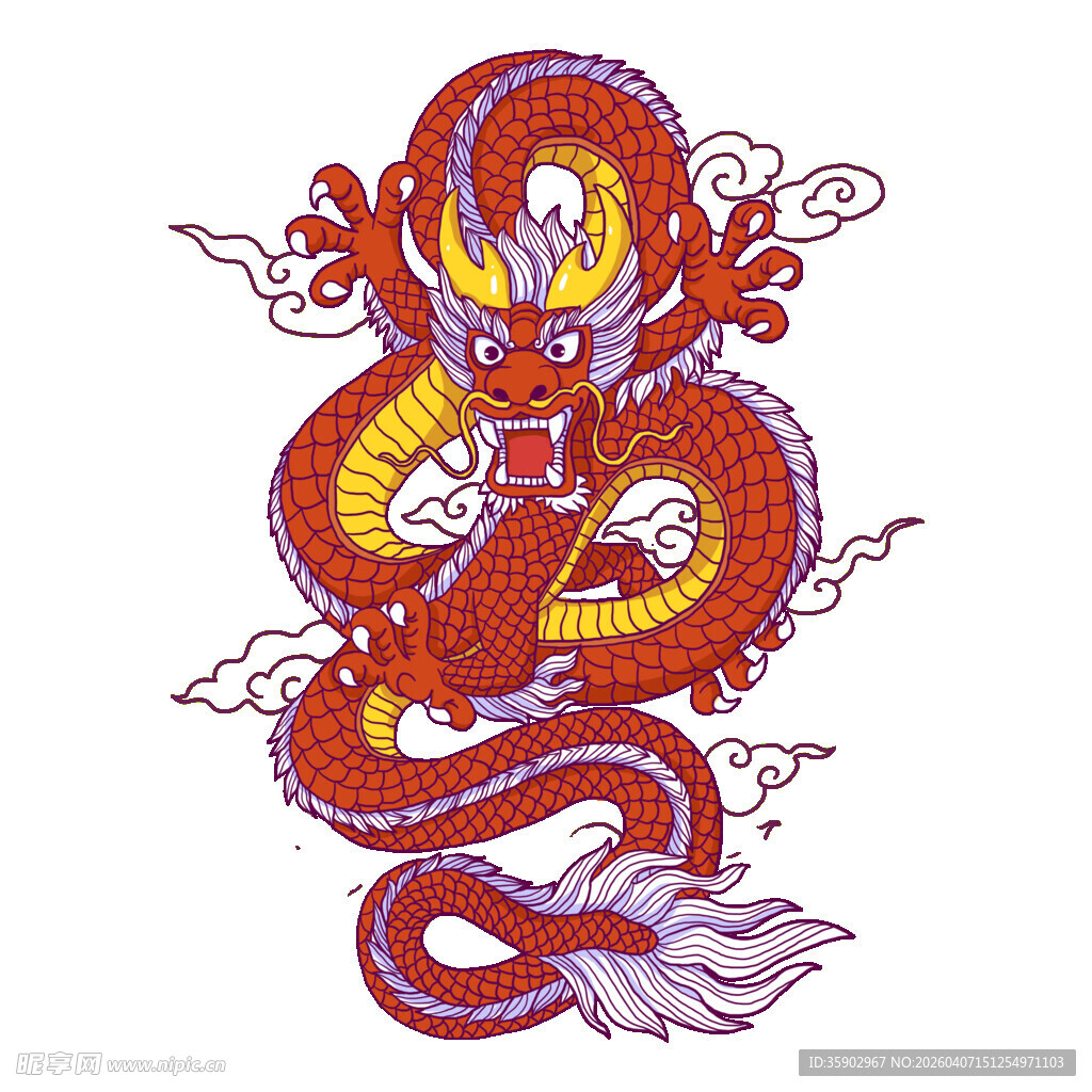 传统中式红色祥龙图案