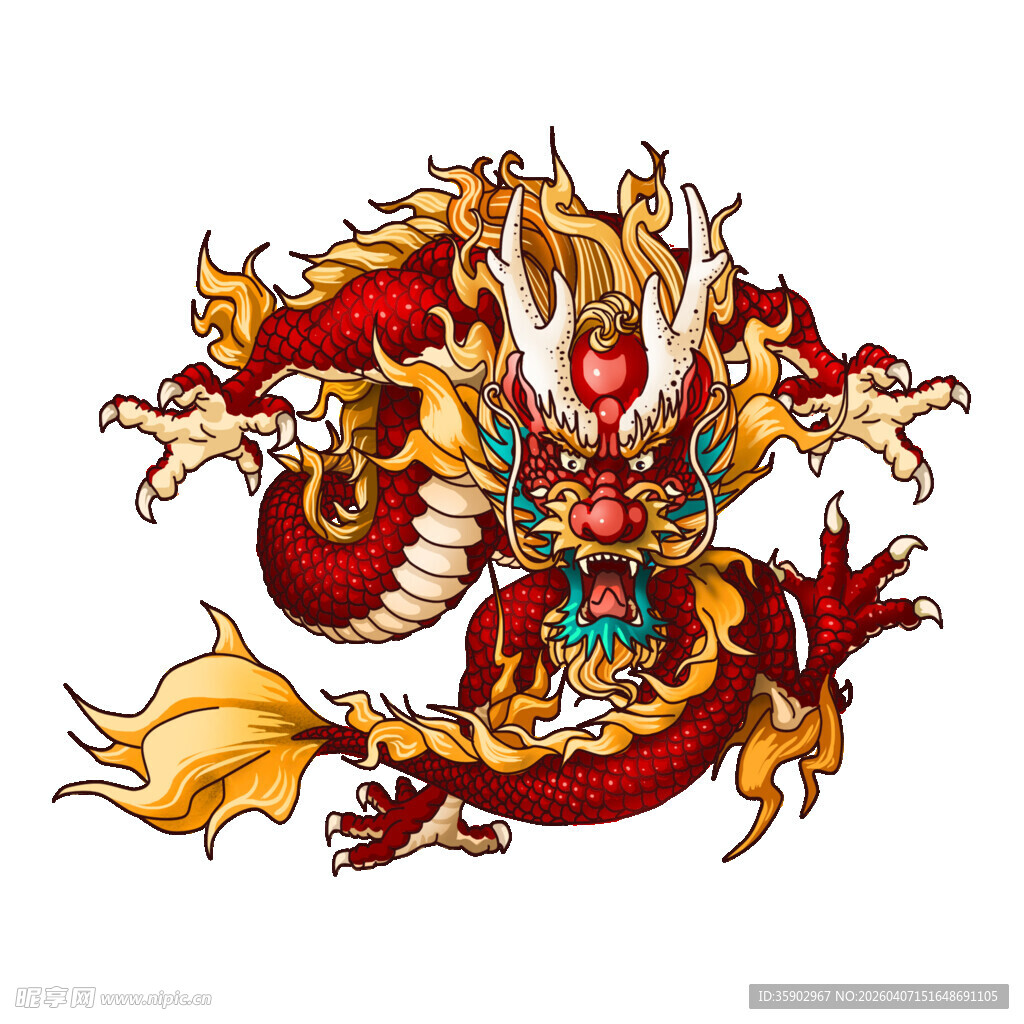 中国风华丽祥龙插画形象