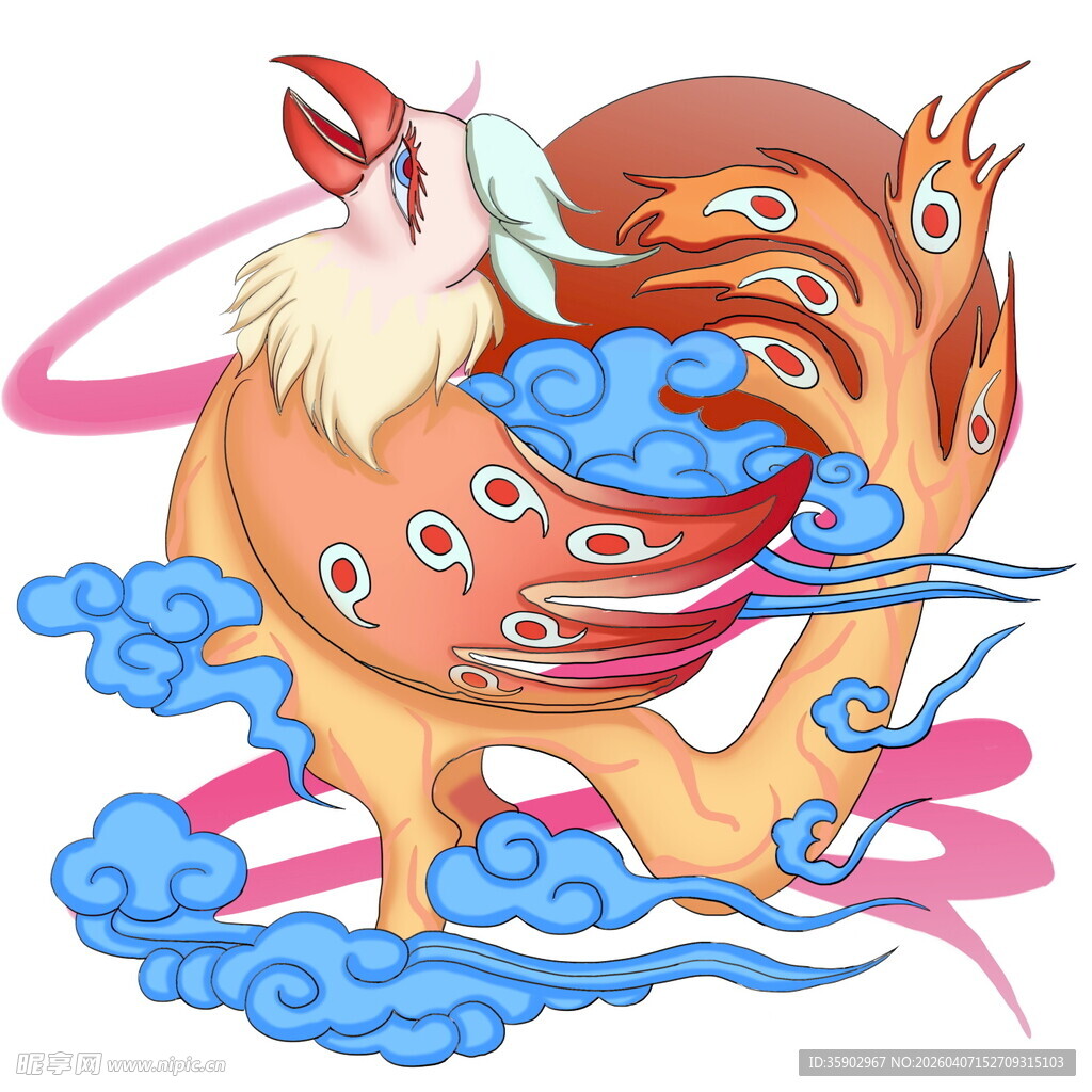 祥瑞凤凰于云间飞舞