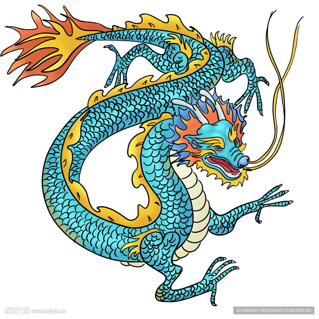 传统蓝色飞龙图案