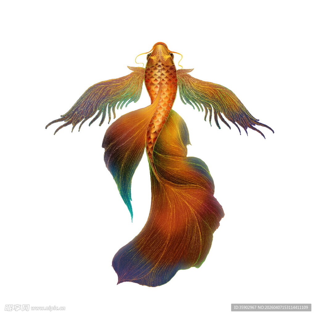 奇幻飞翼金鱼插画