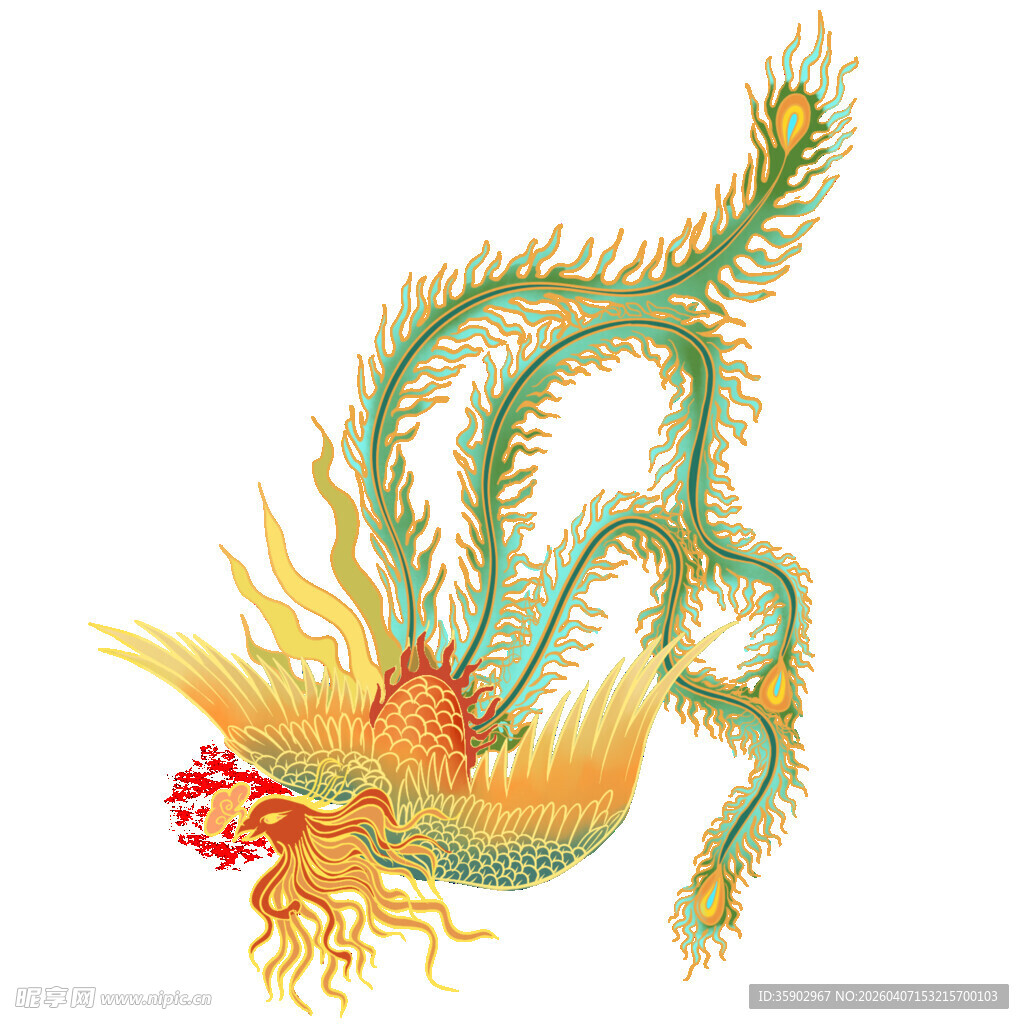 传统中国风绿色祥龙图案