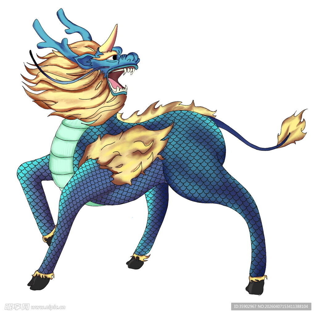 奇幻麒麟神兽插画