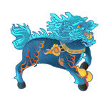 蓝色祥瑞麒麟插画