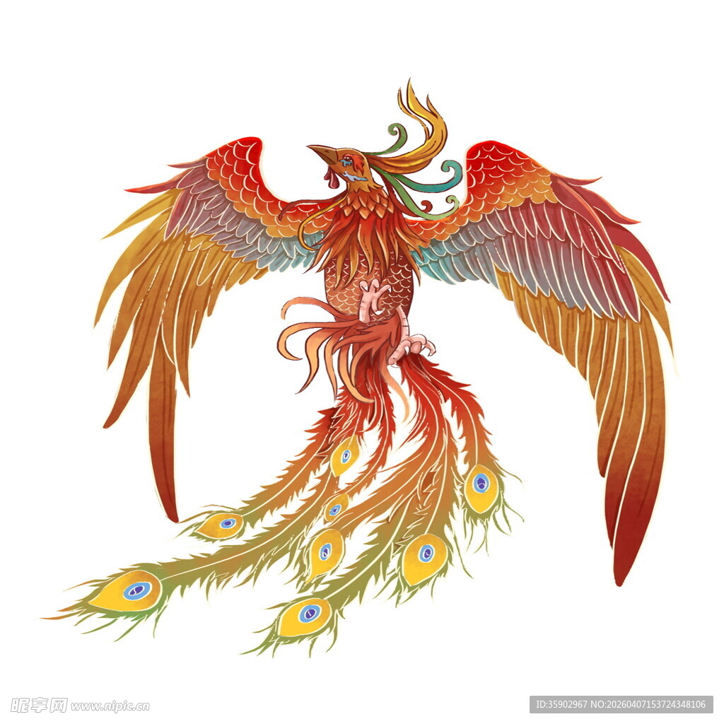 华丽凤凰插画