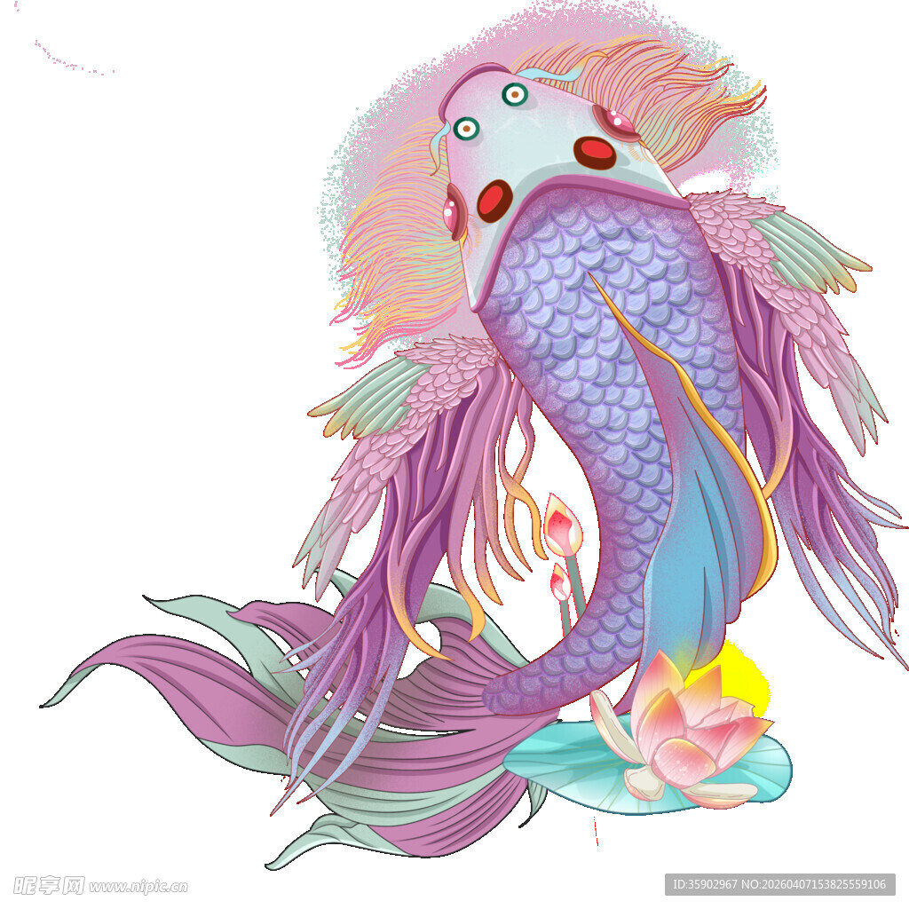 梦幻彩色鱼尾精灵形象