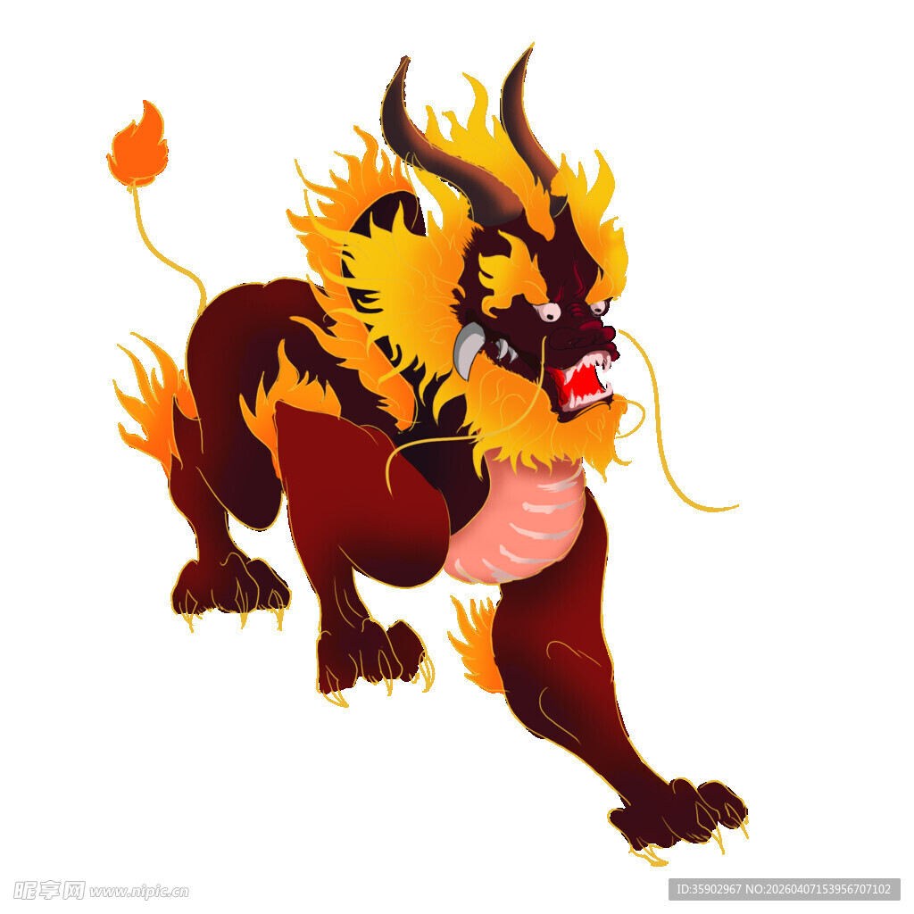 神话神兽麒麟插画形象