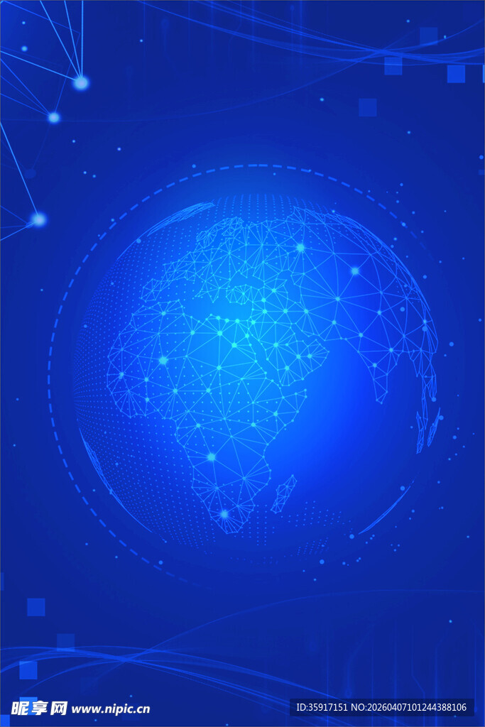 蓝色科技感星球背景图