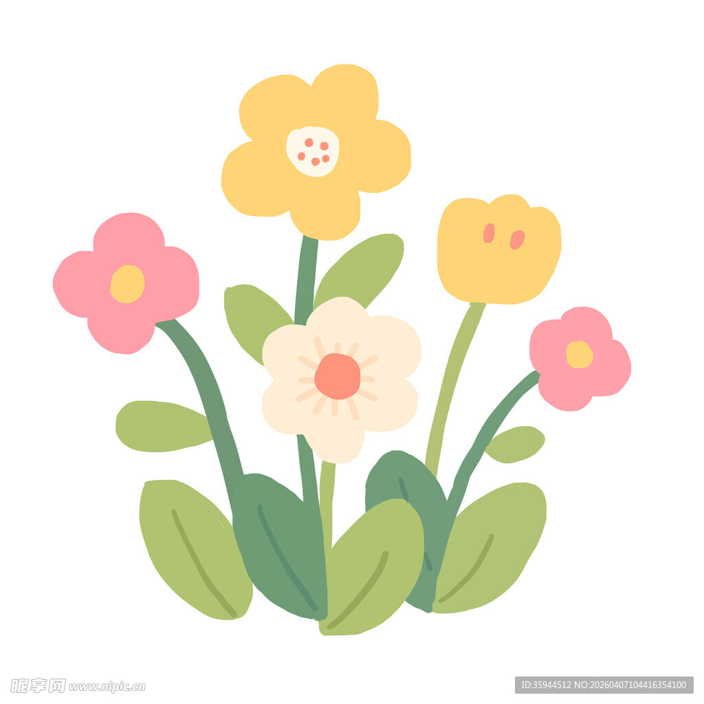 可爱手绘花卉插画