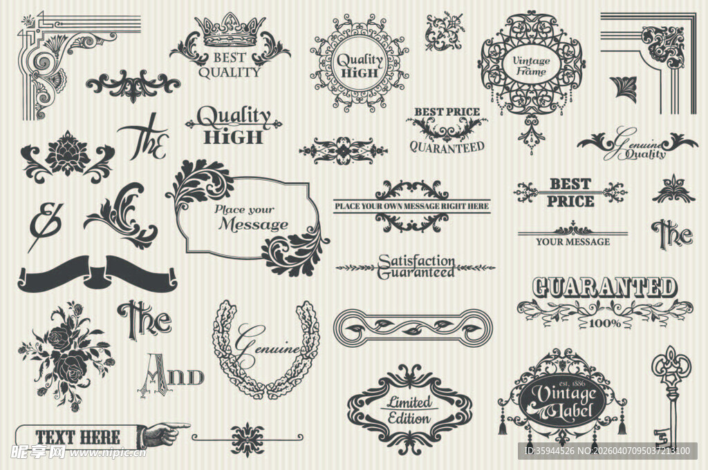 复古装饰元素矢量图案集