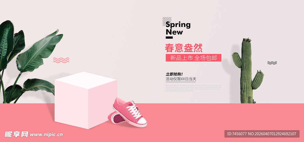 简约风仙人掌与粉色物品展示